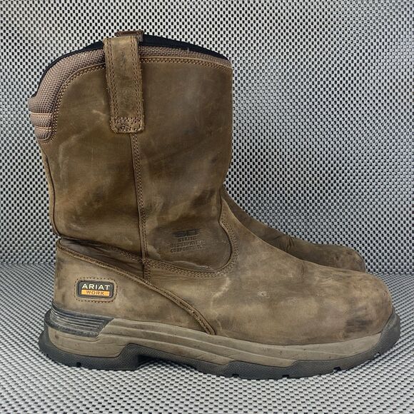 Ariat Mastergrip Work Boots Mens 12 EE Brown Leather Pull On SD Composite Toe - Picture 1 of 15